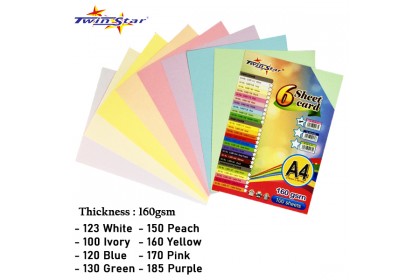 TS 3012-LC Twin Star Six Sheets Card A4 size / 160gsm (Light colour)